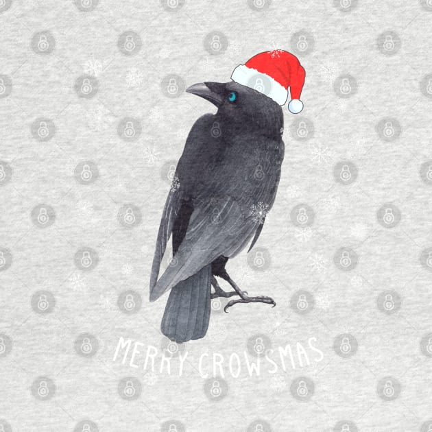 Funny "Merry Crowsmas" Christmas Crow & Snow by Pine Hill Goods